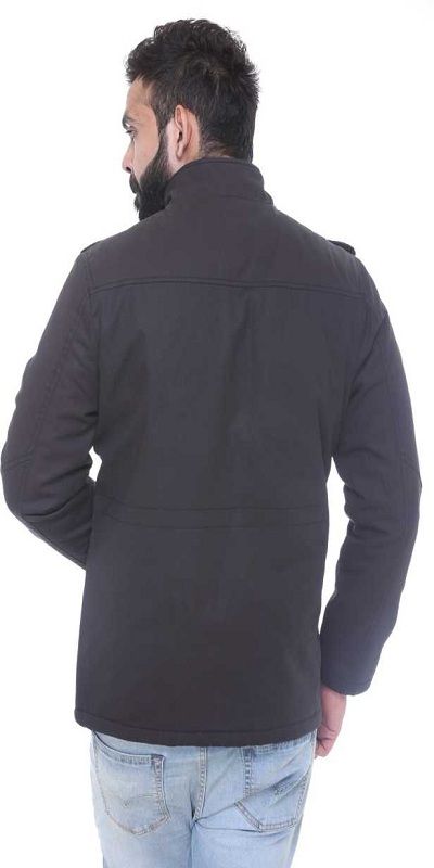 Full Sleeve Solid Men Jacket gray